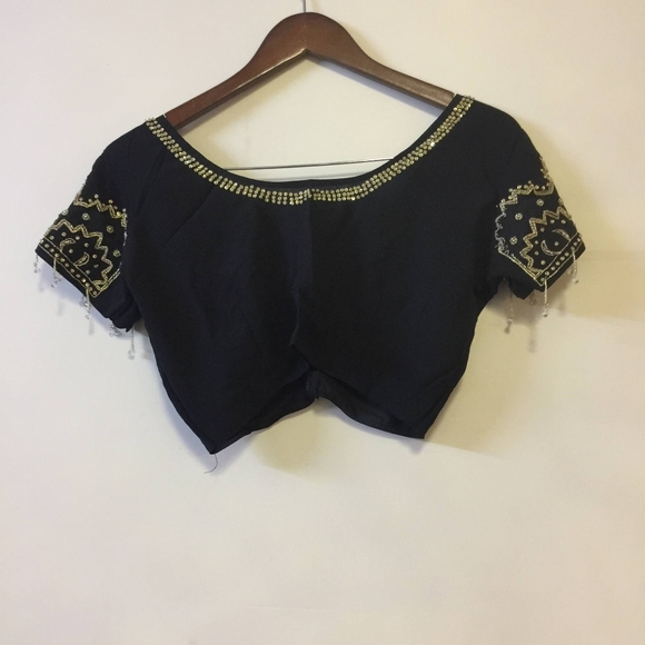 Embellished Black Saree with Blouse - Picture 9 of 17